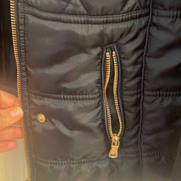 Charlotte Russe - Navy blue lined hooded winter jacket. Size medium. - Picture 5 of 10